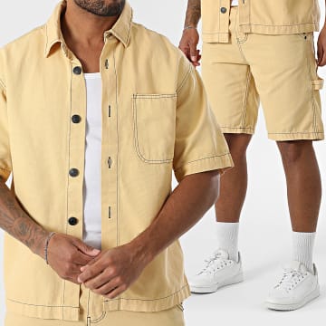 KZR - Kombination aus Kurzarm-Jeanshemd und Jeans-Shorts 189 Gelb