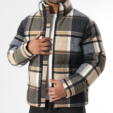 LBO - Doudoune A Carreaux 1814 Beige Gris