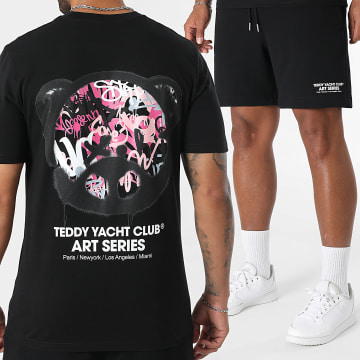 Teddy Yacht Club - Set T-Shirt Und Shorts Jogging Art Series Head Pink Schwarz