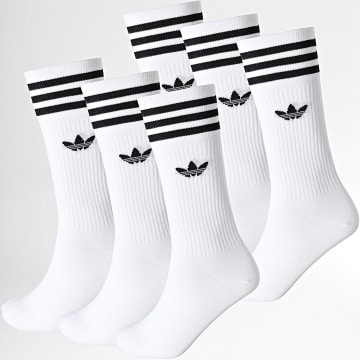 Adidas Originals - Lot De 6 Paires De Chaussettes 3 Stripes Crew JV7410 Blanc