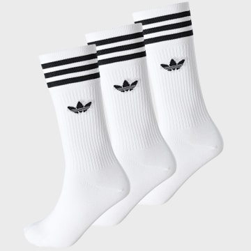 Adidas Originals - Lot De 3 Paires De Chaussettes 3 Stripes Crew JV7401 Blanc