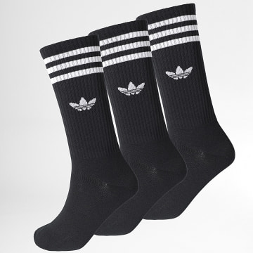 Adidas Originals - Lot De 3 Paires De Chaussettes 3 Stripes High Crew JV7417 Noir