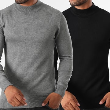 LBO - Conjunto De 2 Suéteres Cuello Alto 2101 Negro Gris