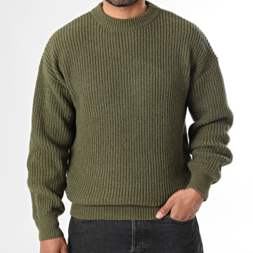 LBO - Pull Large Col Rond Grosses Mailles 2015 Vert Kaki
