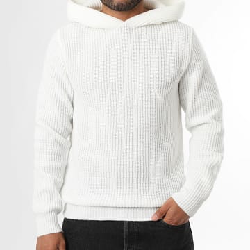 LBO - Suéter Con Capucha Grandes Puntos 2022 Blanco