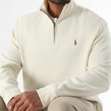 Polo Ralph Lauren - Sweat Col Montant Zippé Classics Beige Clair