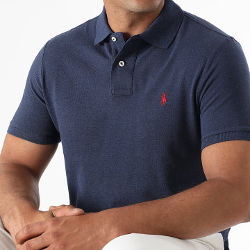Polo Ralph Lauren - Polo Manches Courtes Custom Slim Original Player Bleu Marine Chiné