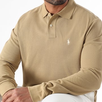 Polo Ralph Lauren - Polo Manches Longues Custom Slim Original Player Beige