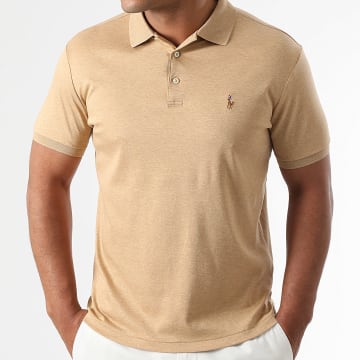 Polo Ralph Lauren - Polo Manches Courtes Custom Slim Original Player Camel Chiné