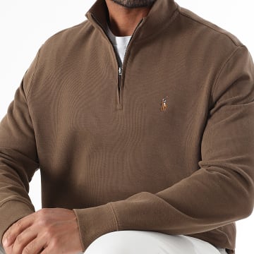 Polo Ralph Lauren - Sweat Col Montant Zippé Oxford Marron