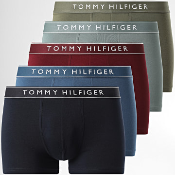 Tommy Hilfiger - Lot De 5 Boxers Everyday Essentials 3679 Bleu Marine Vert Kaki Vert Clair Bordeaux