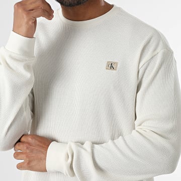 Calvin Klein - Tee Shirt Manches Longues Texturé M217 Ecru