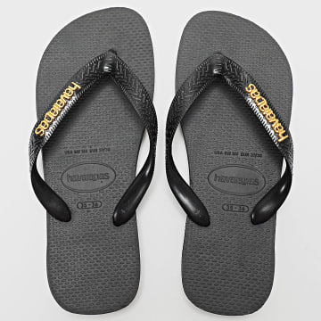 Havaianas - Tongs Femme Top Logo Noir Doré