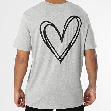 Luxury Lovers - Tee Shirt Oversize Large Heart Outline Doble Gris Chiné Noir