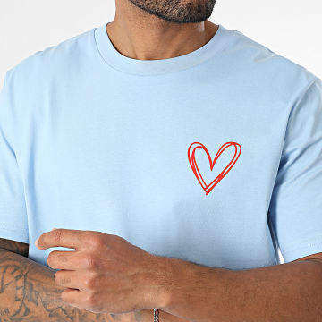 Luxury Lovers - Tee Shirt Oversize Large Heart Outline Light Blue Red