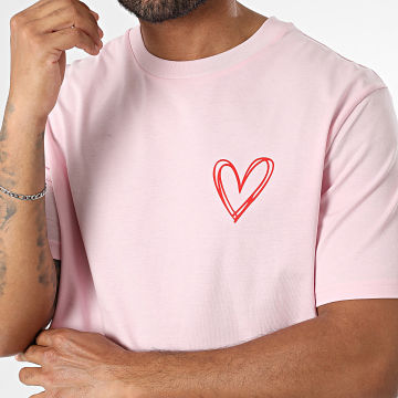 Luxury Lovers - Tee Shirt Oversize Large Heart Outline Pink Red