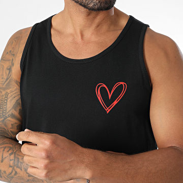 Luxury Lovers - Heart Outline Tank Top Black Red