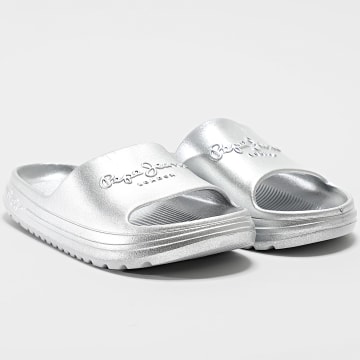Pepe Jeans - Claquettes Femme Beach Slidemet PLS70165 Argenté