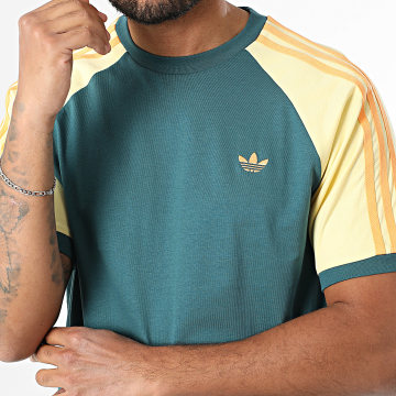 Adidas Originals - Tee Shirt A Bandes Cali KC4961 Vert Bouteille Jaune