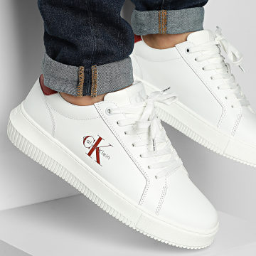 Calvin Klein - Baskets Chunky Cupsole Mono Leather 1317 Bright White Tandoori Spice
