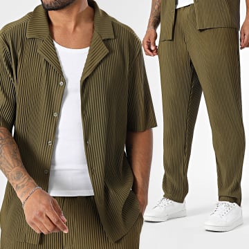 Uniplay - Conjunto Camisa Mangas Cortas Y Pantalón Texturizado 158 Verde Kaki