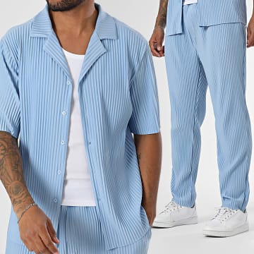 Uniplay - Ensemble Chemise Manches Courtes Et Pantalon Texturé 158 Bleu Clair
