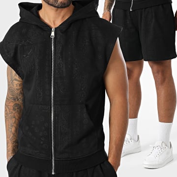Uniplay - Set aus ärmelloser Jacke mit Reißverschluss und Jogginghose 962 Schwarz
