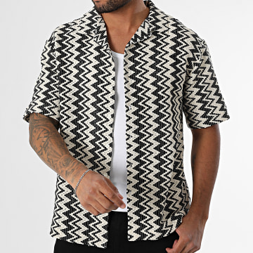 Classic Series - Chemise Manches Courtes Ajourée 011 Beige Clair Noir