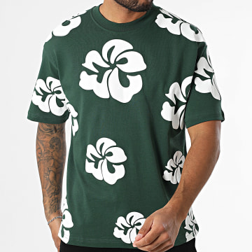 Ikao - Tee Shirt Oversize 130 Vert Bouteille Floral