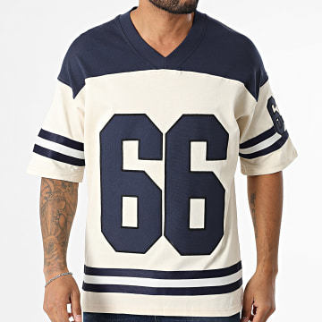 Ikao - Tee Shirt Oversize Col V 097 Beige Bleu Marine