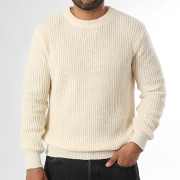 LBO - Pull Col Rond Grosses Mailles 2009 Beige Clair