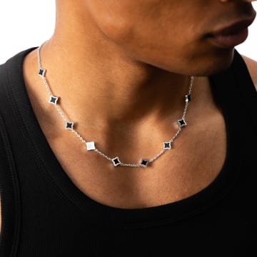 Make It Shine - Collier Flower Argenté Noir