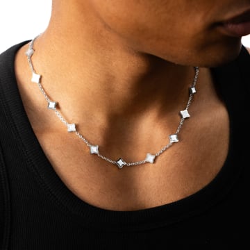 Make It Shine - Collier Flower Argenté Blanc