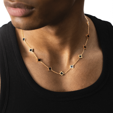 Make It Shine - Collier Flower Cable Doré Noir