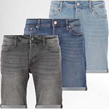 Jack And Jones - Lot De 3 Shorts Jean Rick Jorg Gris Bleu Denim