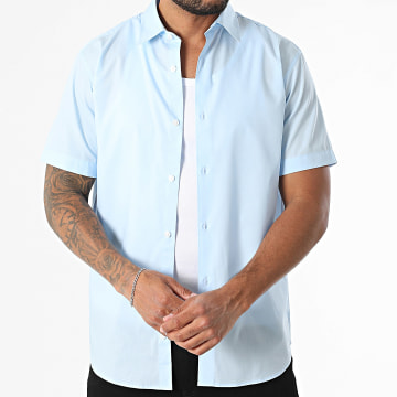 JJREBEL - Camisa de manga curta azul clara sólida Gavin