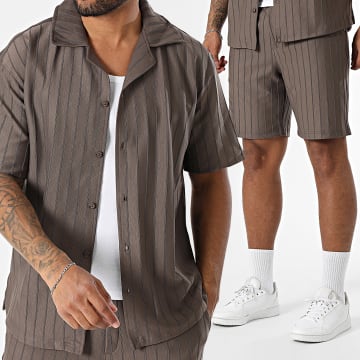 Mackten - Ensemble Chemise Manches Courtes Et Short Jogging 131 Gris Anthracite