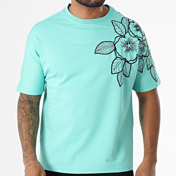 Classic Series - Tee Shirt Oversize G-9 Turquoise Floral