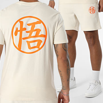 Dragon Ball Z - Ensemble Tee Shirt Et Short Jogging Bundle Goku Beige Orange