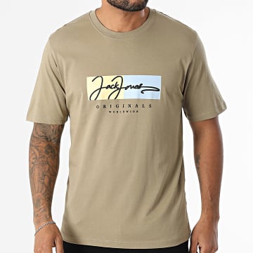 Jack And Jones - Frederiksberg Box Script Tee Shirt Caqui Verde