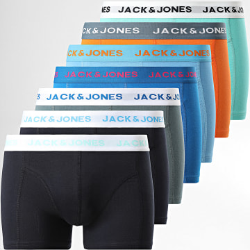 Jack And Jones - Set van 7 Carl Solid Boxers Grijs Oranje Zwart Lichtblauw Koningsblauw Turquoise