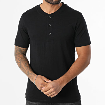 Jack And Jones - Blunixs Henley Buttoned Tee Negro