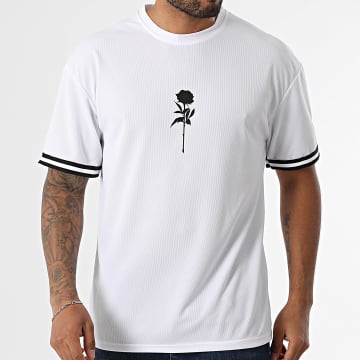 Luxury Lovers - Tee Shirt Baseball Large White Black Roses