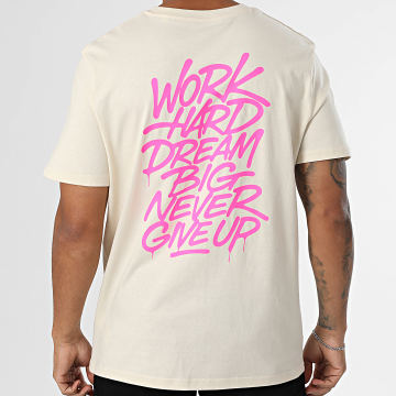 Super Prodige - Tee Shirt Oversize Large Mindset Beige Pink Fluo