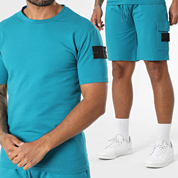 Black Industry - Ensemble Tee Shirt Et Short Jogging 009 Bleu Pétrole