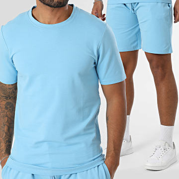 Black Industry - Ensemble Tee Shirt Oversize Et Short Jogging Bleu Clair