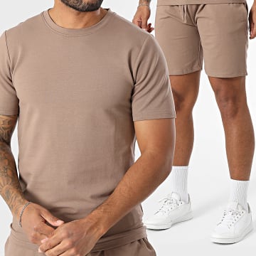 Black Industry - Ensemble Tee Shirt Oversize Et Short Jogging Marron