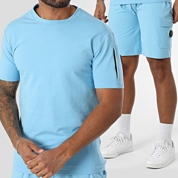 Black Industry - Ensemble Tee Shirt Oversize Et Short Jogging Bleu Clair