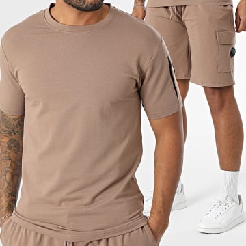 Black Industry - Ensemble Tee Shirt Oversize Et Short Jogging Marron