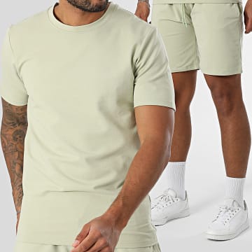 Black Industry - Ensemble Tee Shirt Oversize Et Short Jogging Vert Kaki Clair